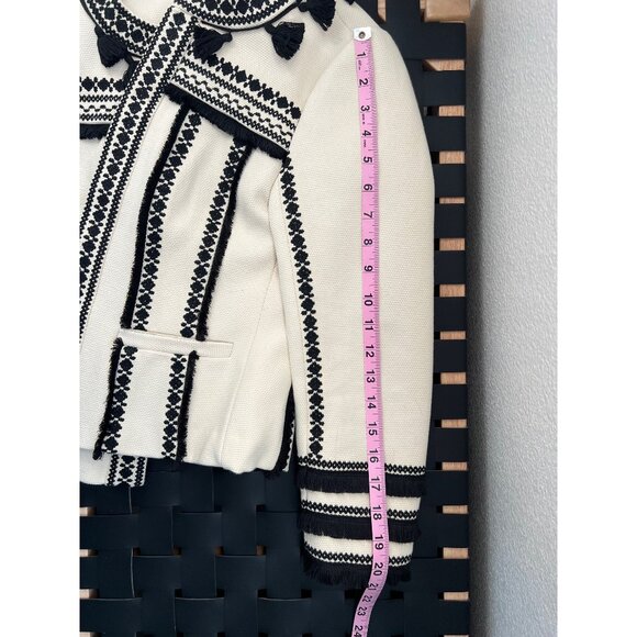 Boden Cream Ivory Embroidered Long Sleeve Cropped Jacket Blazer Sz 2 - Picture 5 of 8
